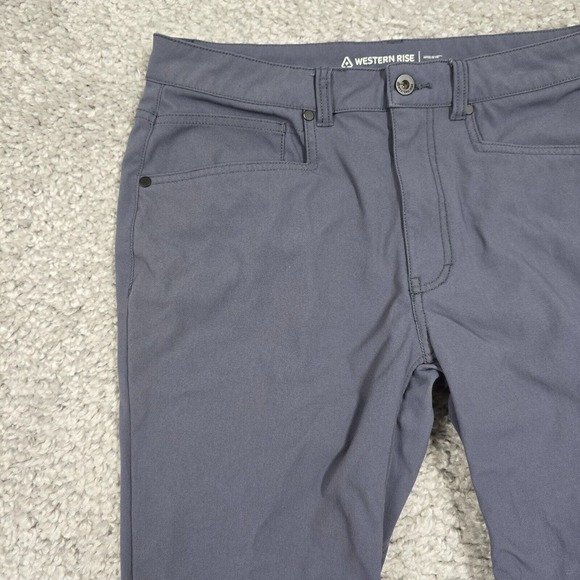 Western Rise Pants Mens 31 (Fits 30x30) Gray AT Slim Straight‎ Stretch Travel - Picture 3 of 13